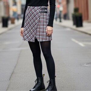 Urban Outfitters Wool Blend Huntley Mini Tartan Kilt Wrap Military Skirt SZ L